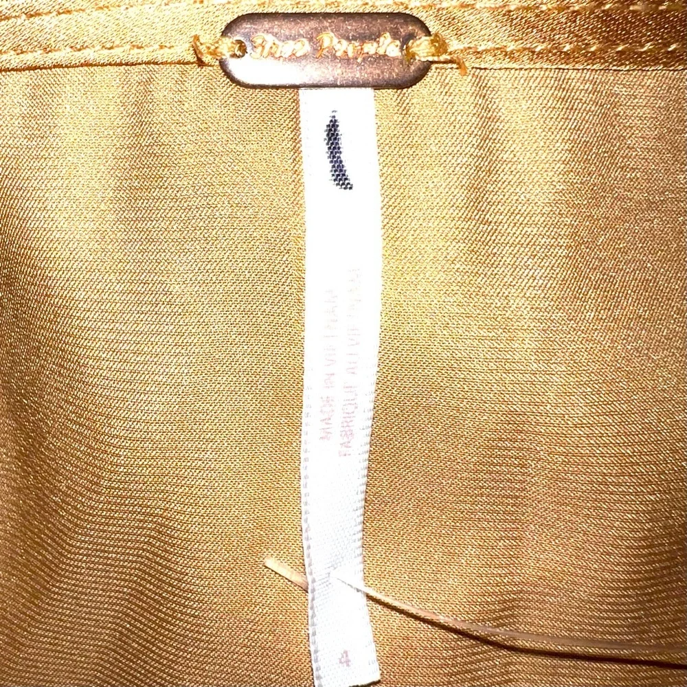 Free People size 4 Slim Shine gold tan asymmetrical silky mid-rise short skirt